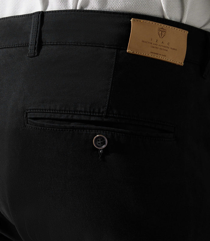Izac Pantalon En Coton Stretch Noir PACHELORBT