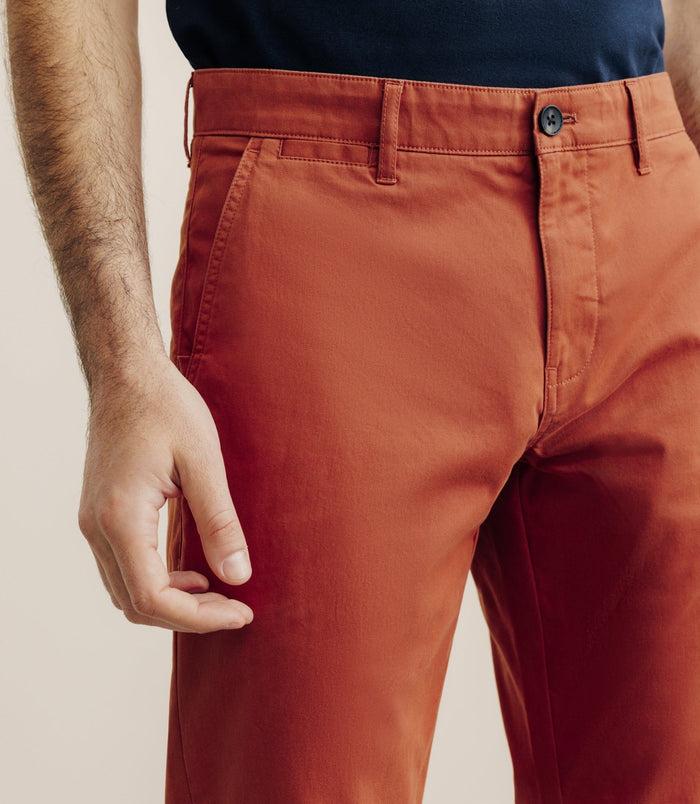 Izac Pantalon En Coton Stretch Orange
