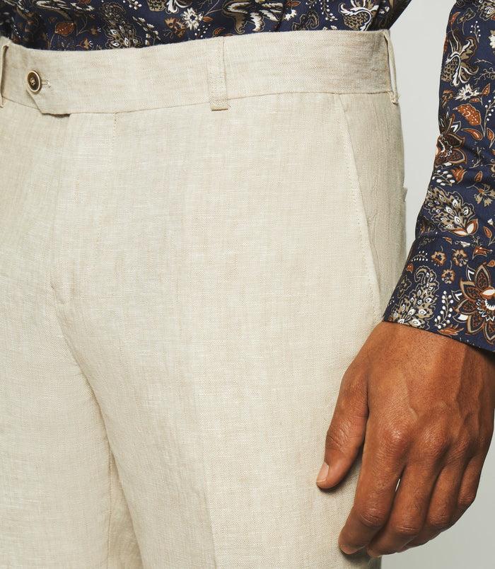 Izac Pantalon En Lin Beige BCELESTE