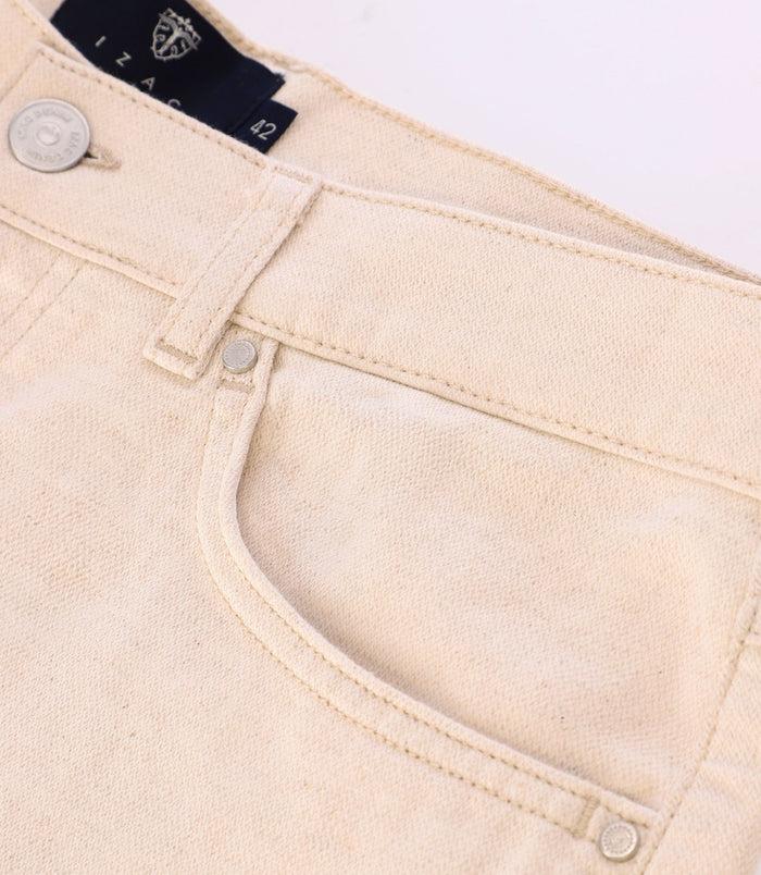 Izac Pantalon En Mélange Lin Beige