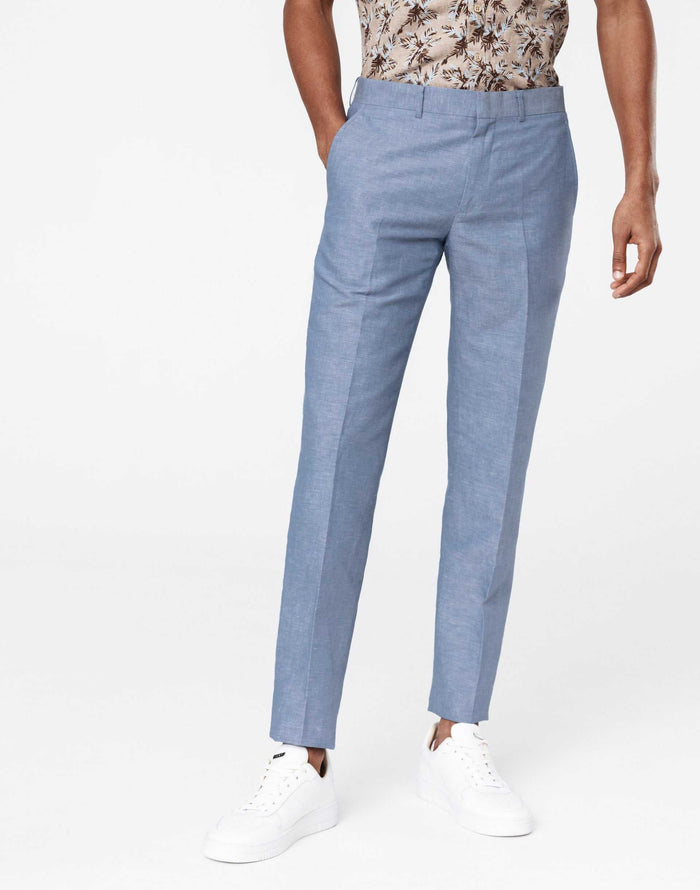 izac Pantalon lin et coton ciel "Tleny"
