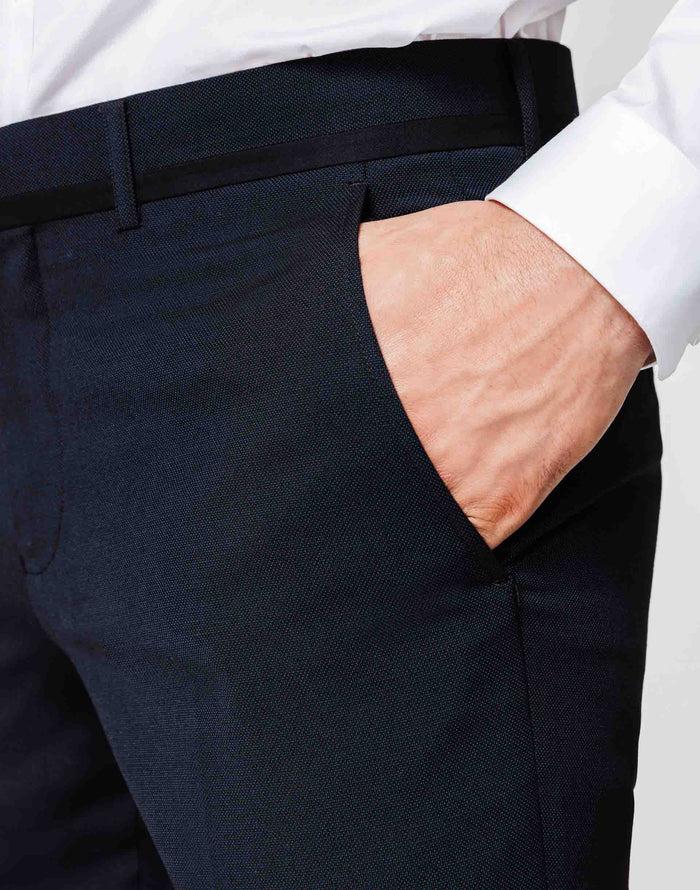 Izac Pantalon Micro Motif Navy