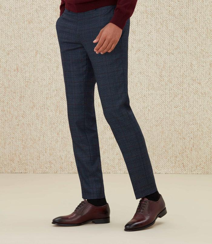 izac Pantalon Prince de Galles bleu "Neclatant"