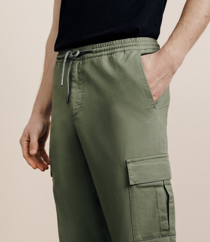 Izac Pantalon Regular Avec Cordon Kaki