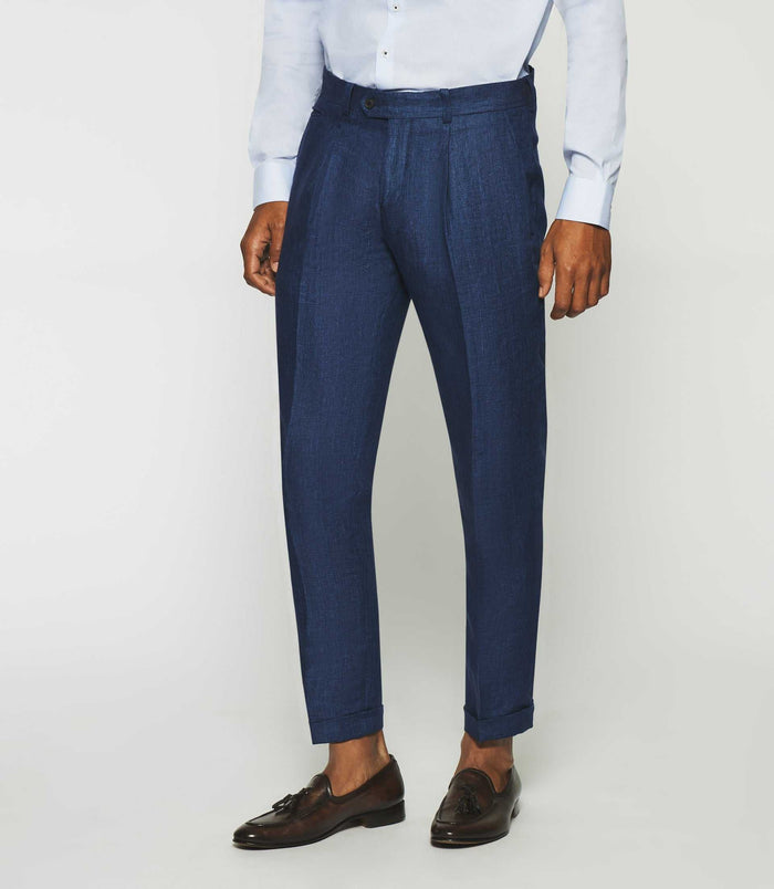 izac Pantalon séparable en lin marine BCHANCE