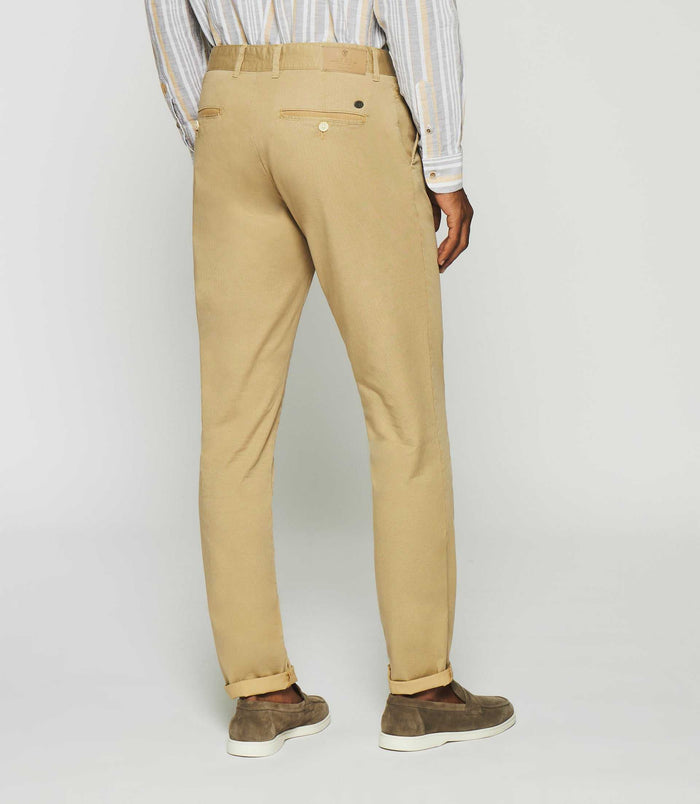 Izac Pantalon Slim à Imprimé Beige PEPS