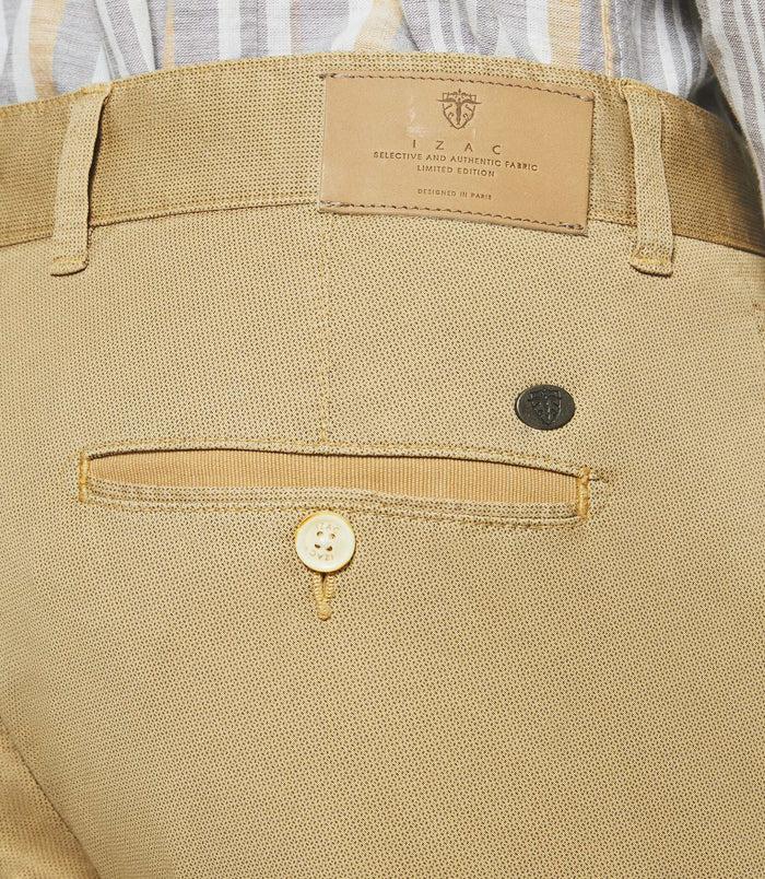 Izac Pantalon Slim à Imprimé Beige PEPS