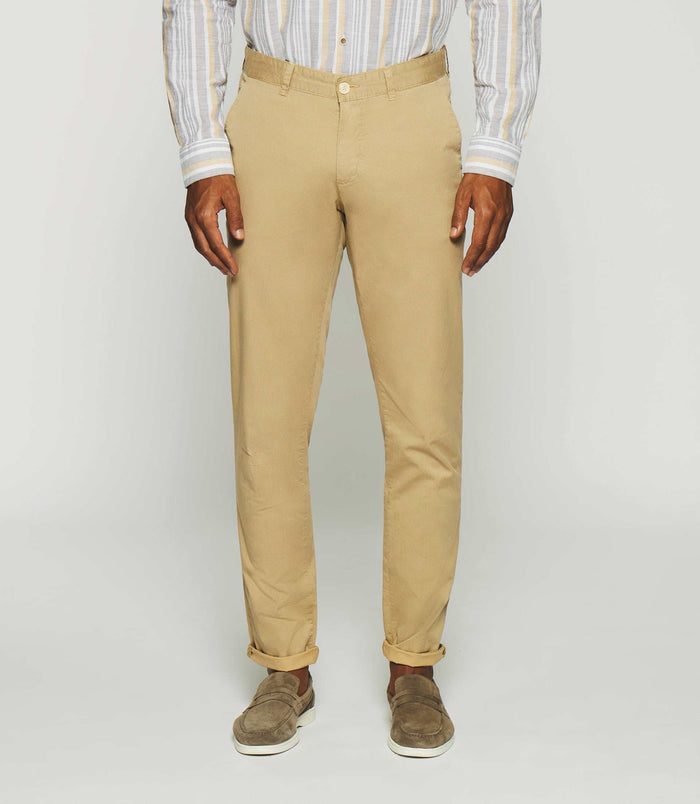 izac Pantalon slim à imprimé beige PEPS