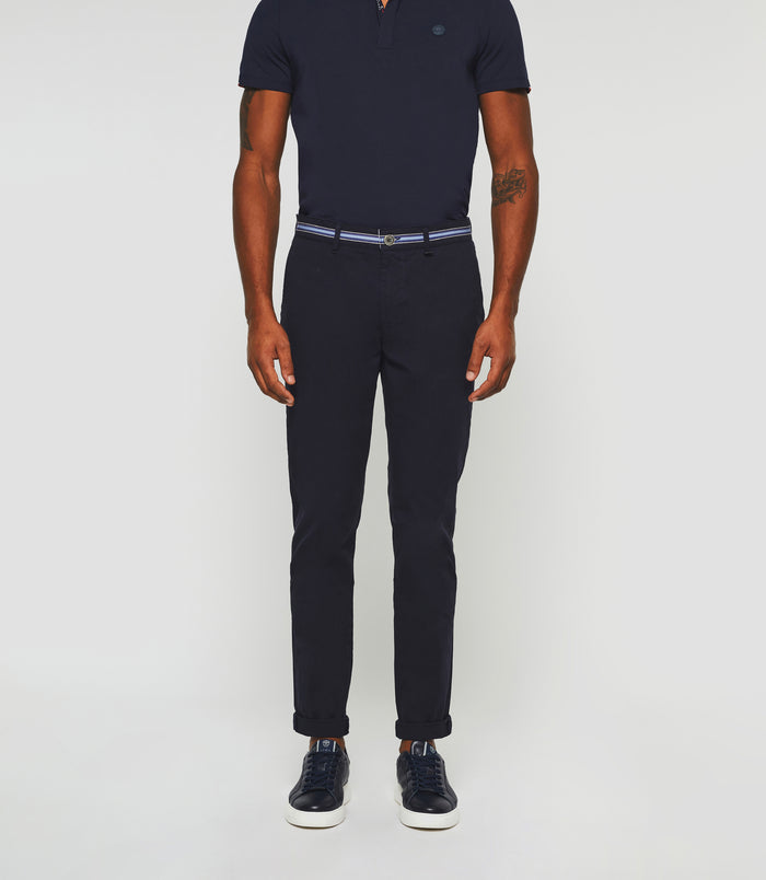 izac Pantalon slim tape fantaisie marine PACOOUT