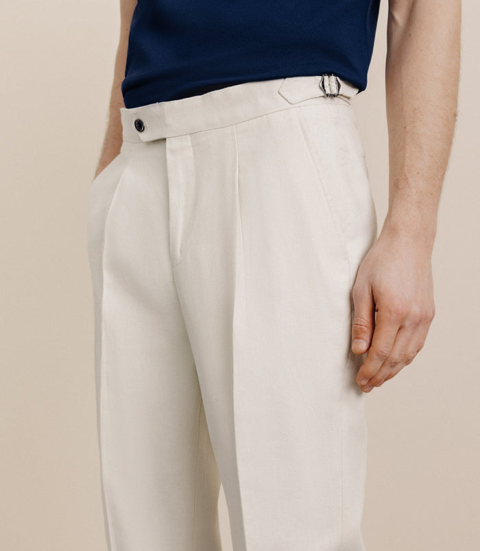 Izac Pantalon Taille Mi-haute Beige