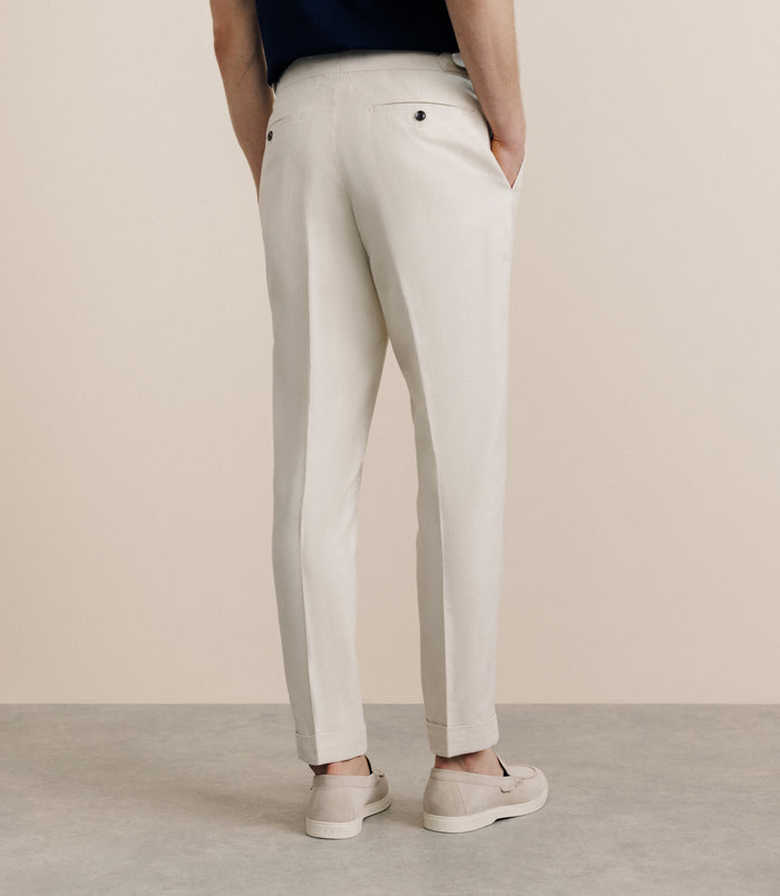 Izac Pantalon Taille Mi-haute Beige