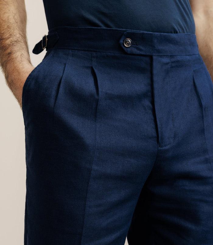 Izac Pantalon Taille Mi-haute Marine