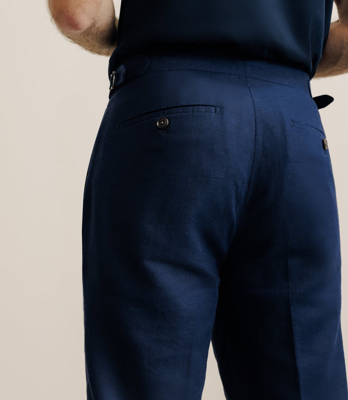 Izac Pantalon Taille Mi-haute Marine