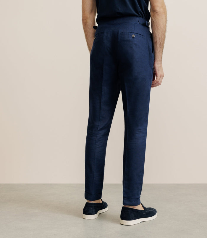Izac Pantalon Taille Mi-haute Marine