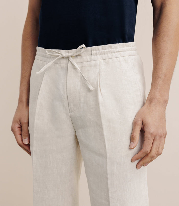 Izac Pantalon Ville 100% Lin Beige