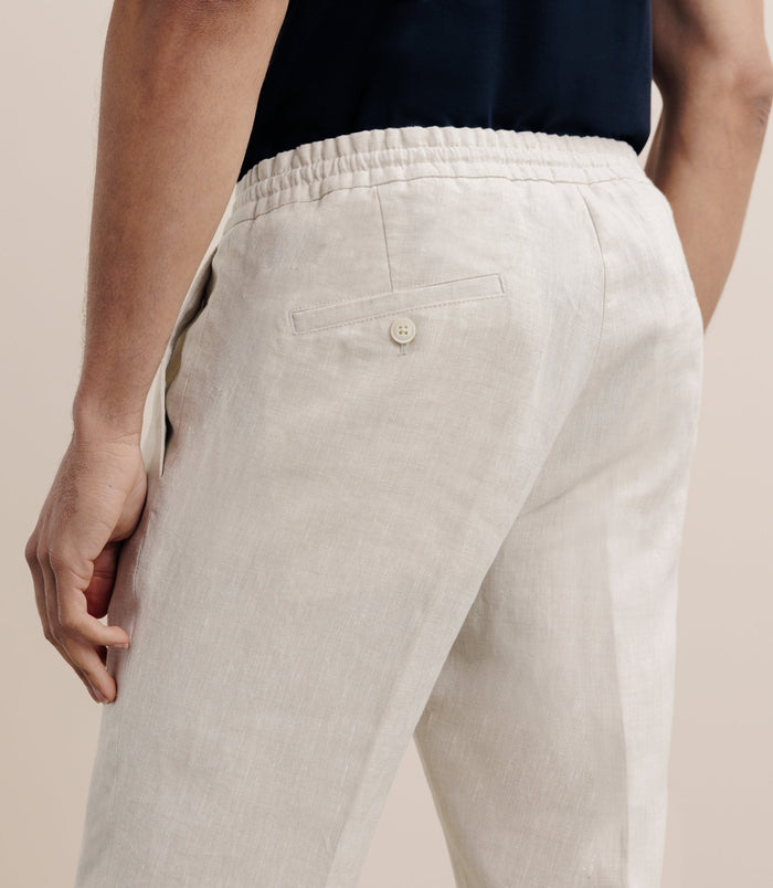 Izac Pantalon Ville 100% Lin Beige