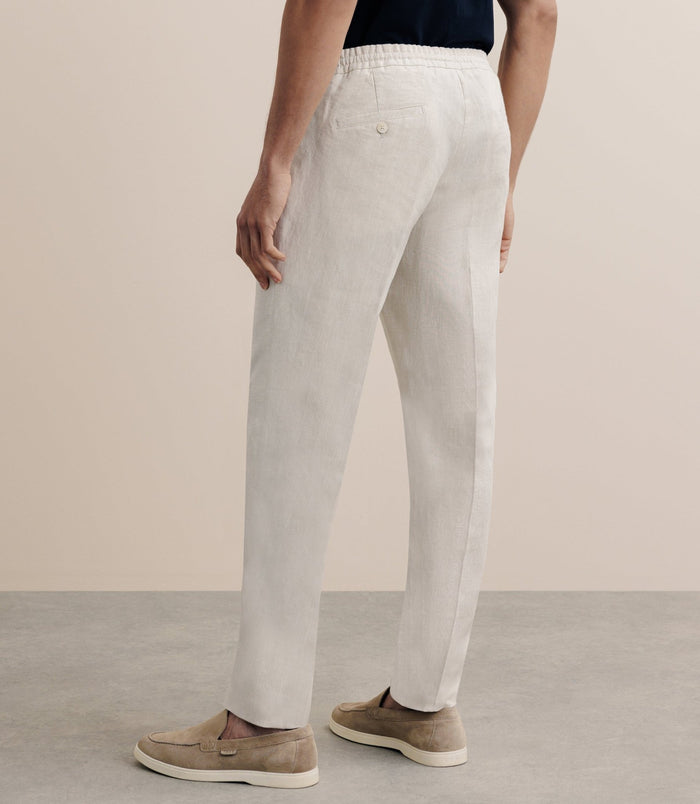 Izac Pantalon Ville 100% Lin Beige