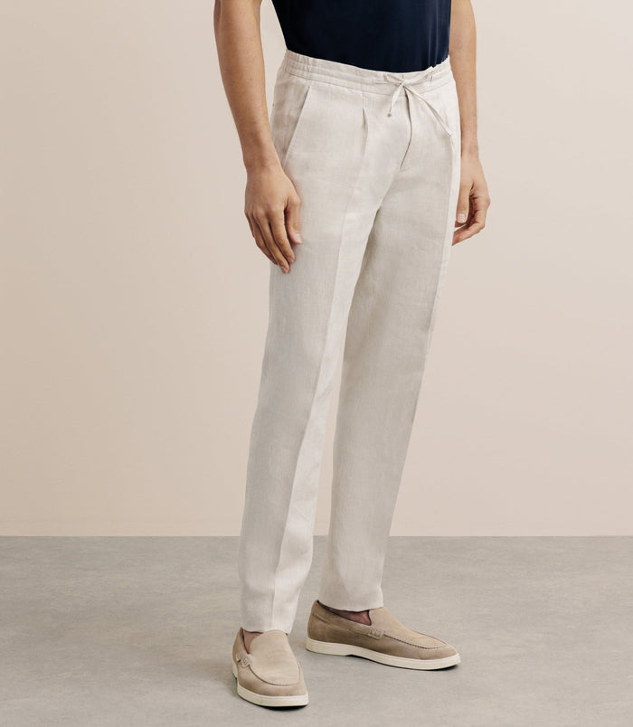 izac Pantalon ville 100% lin beige