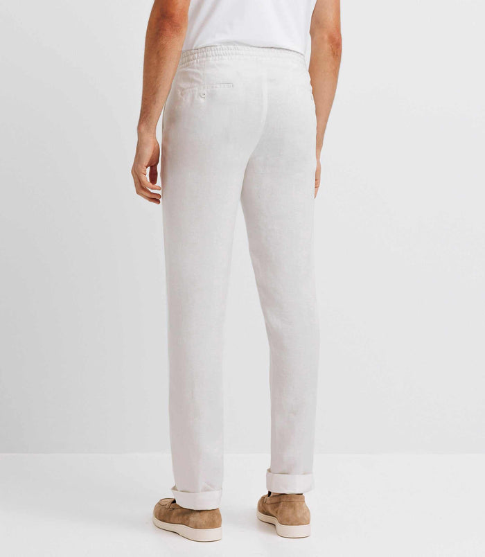 Izac Pantalon Ville 100% Lin Blanc