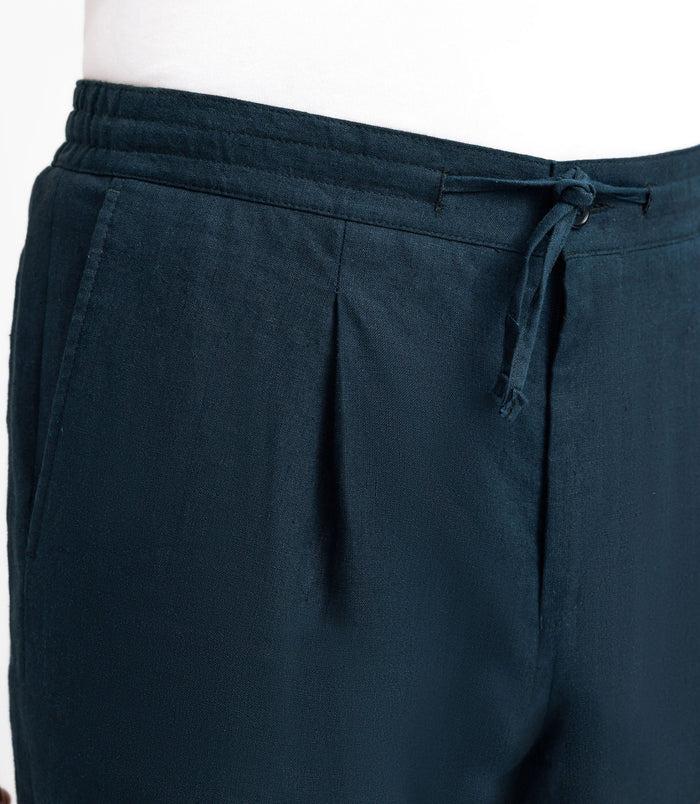 Izac Pantalon Ville 100% Lin Marine