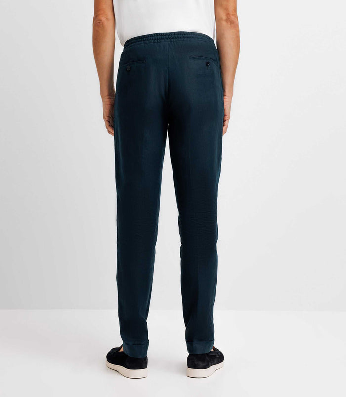Izac Pantalon Ville 100% Lin Marine