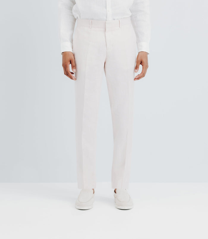 izac Pantalon ville 100% lin rose
