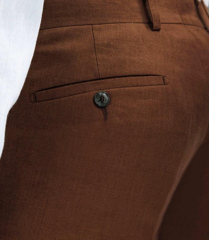 Izac Pantalon Ville 100% Lin Truffe