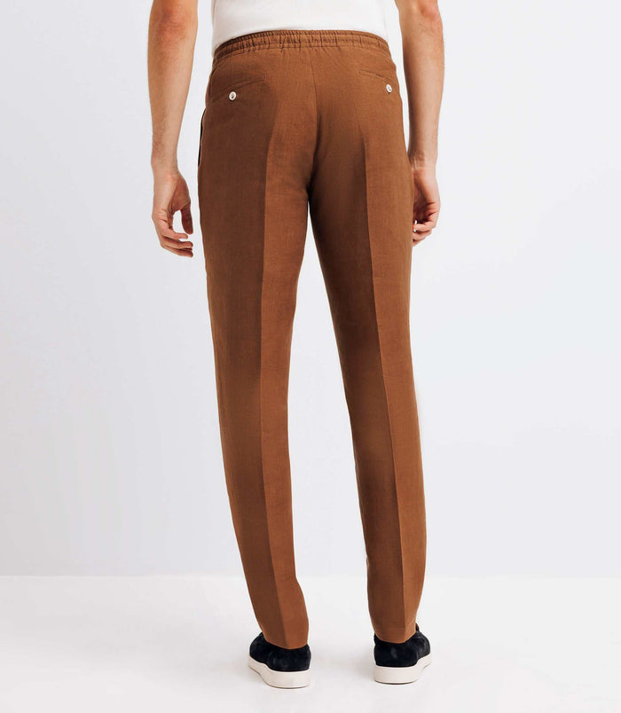 Izac Pantalon Ville 100% Lin Truffe
