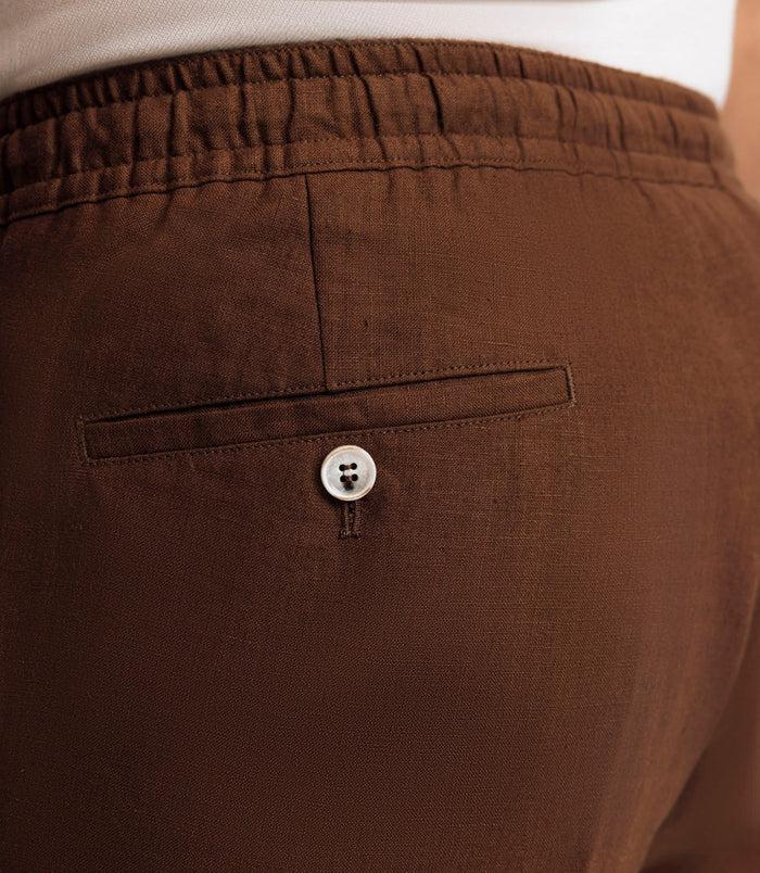 Izac Pantalon Ville 100% Lin Truffe