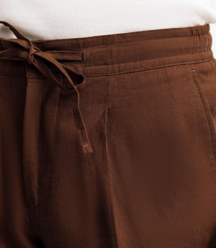 Izac Pantalon Ville 100% Lin Truffe