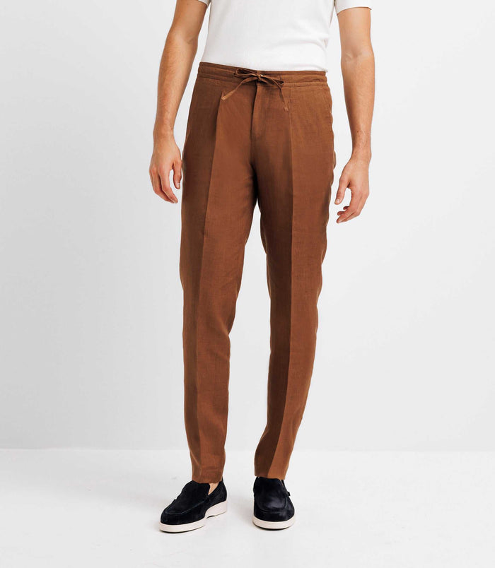 izac Pantalon ville 100% lin truffe