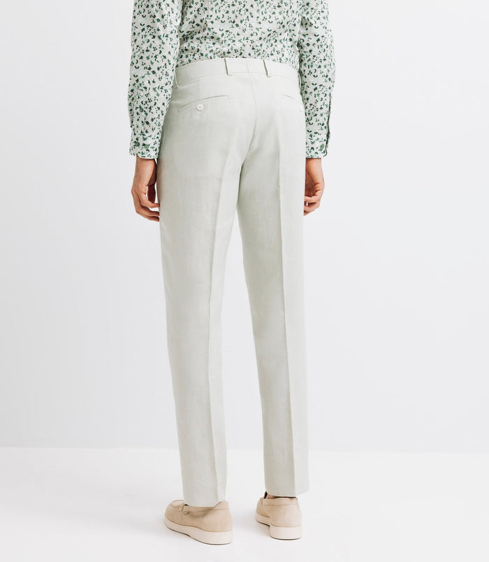 Izac Pantalon Ville 100% Lin Vert Eau