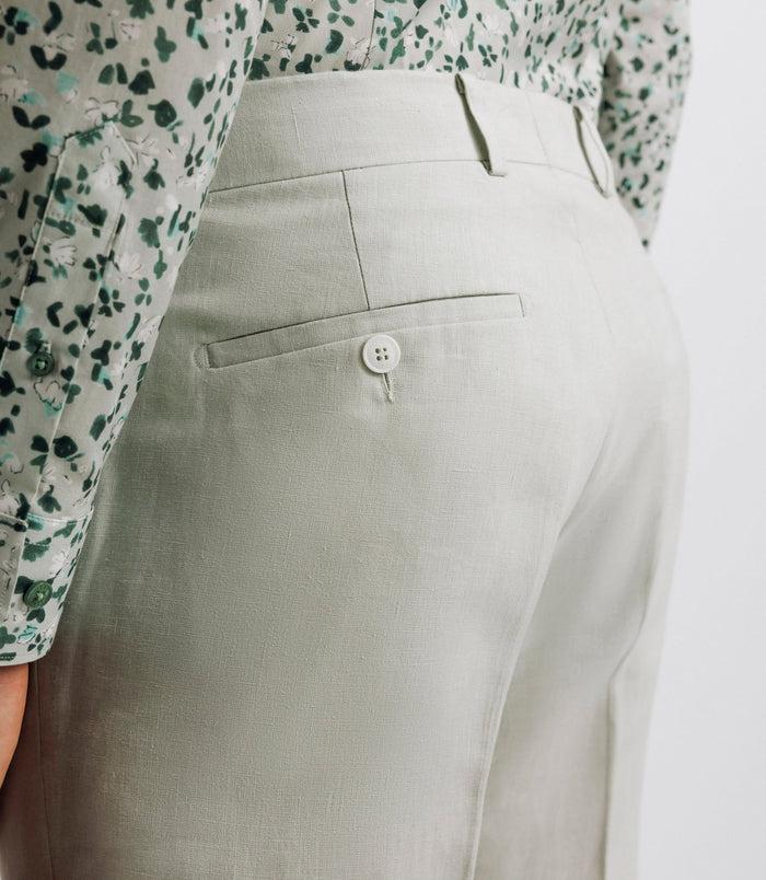 Izac Pantalon Ville 100% Lin Vert Eau