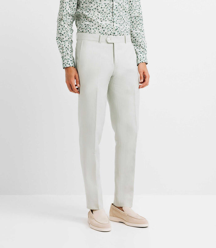 izac Pantalon ville 100% lin vert eau