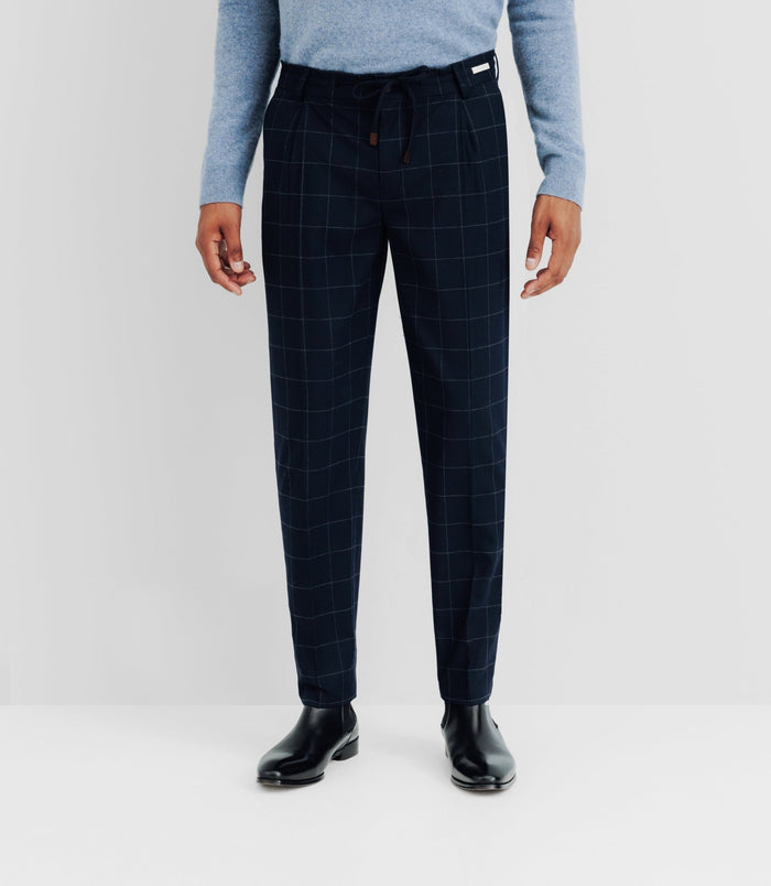 izac Pantalon ville à carreaux marine