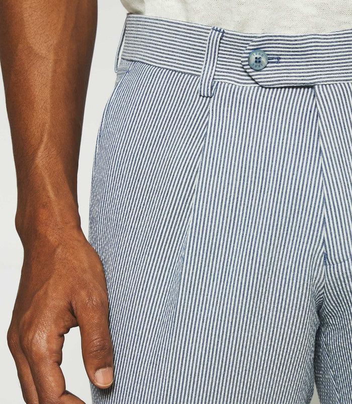 Izac Pantalon Ville à Rayures Blanc Et Bleu BCAPRI