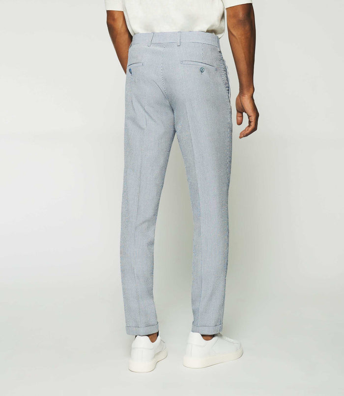 Izac Pantalon Ville à Rayures Blanc Et Bleu BCAPRI