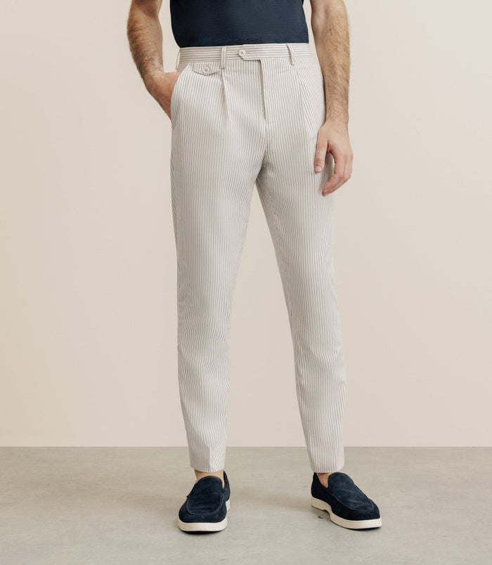 izac Pantalon ville coupe carotte beige