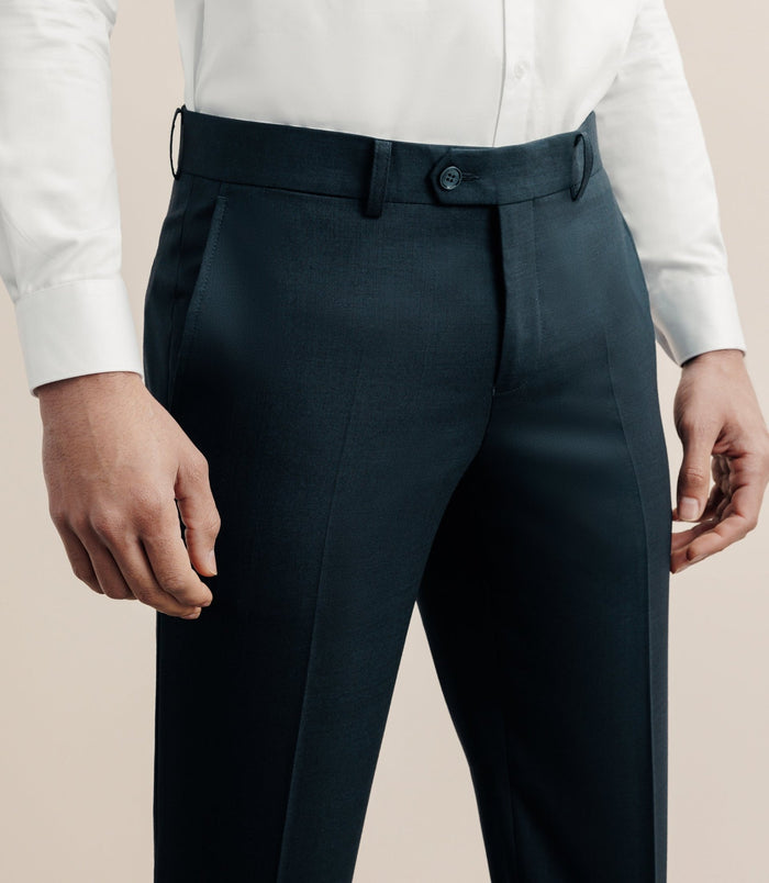 Izac Pantalon Ville En Laine Bleu Marine