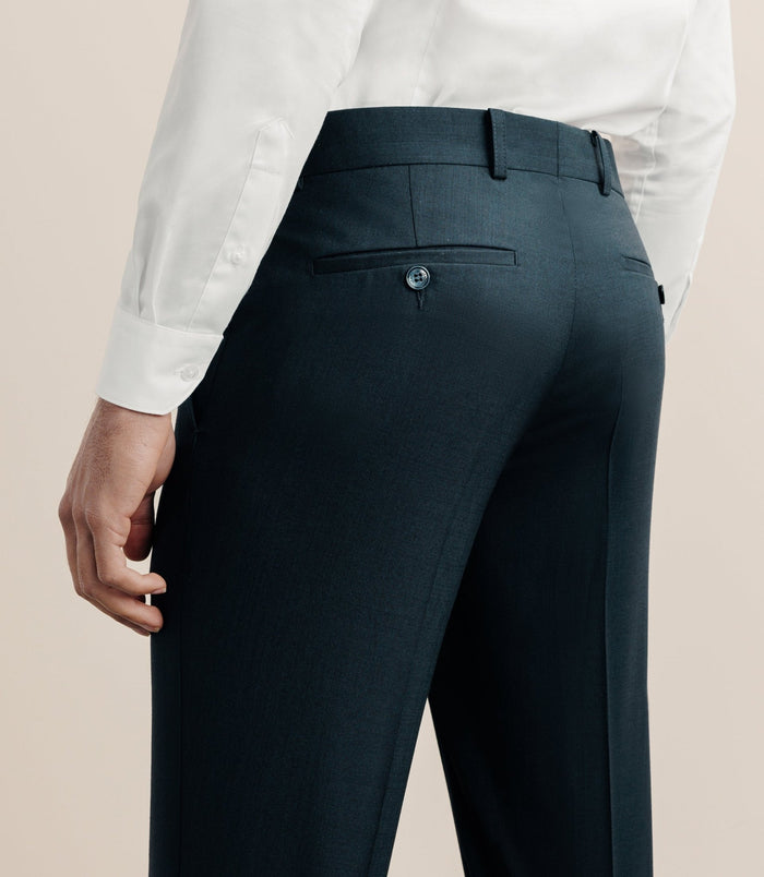Izac Pantalon Ville En Laine Bleu Marine