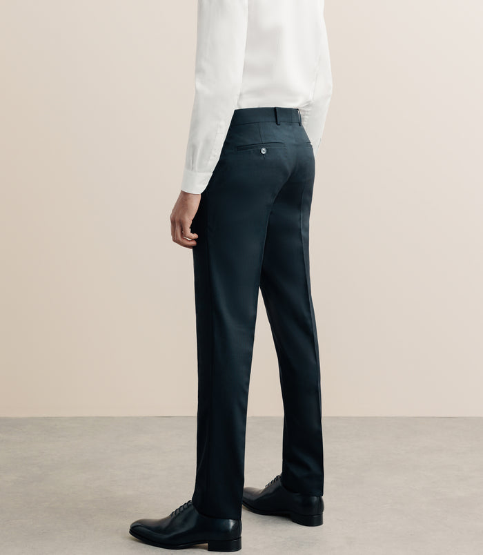 Izac Pantalon Ville En Laine Bleu Marine