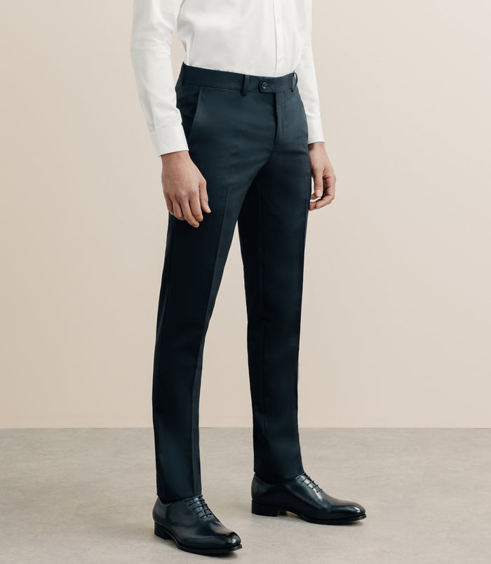 izac Pantalon ville en laine bleu marine