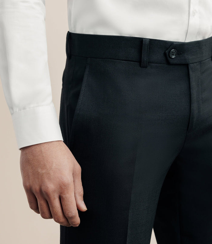 Izac Pantalon Ville En Laine Noir