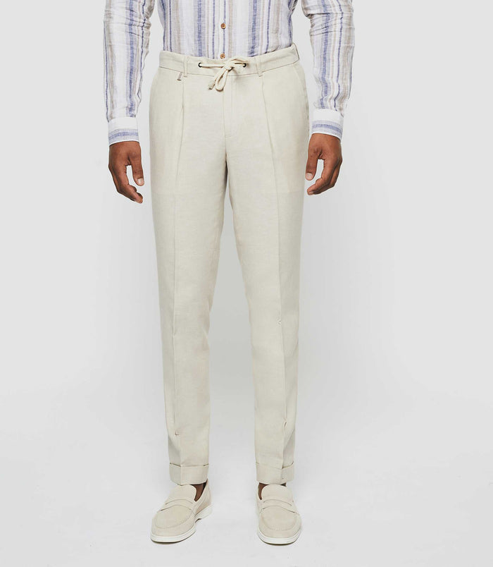 Izac Pantalon Ville En Lin Beige "Balicio"