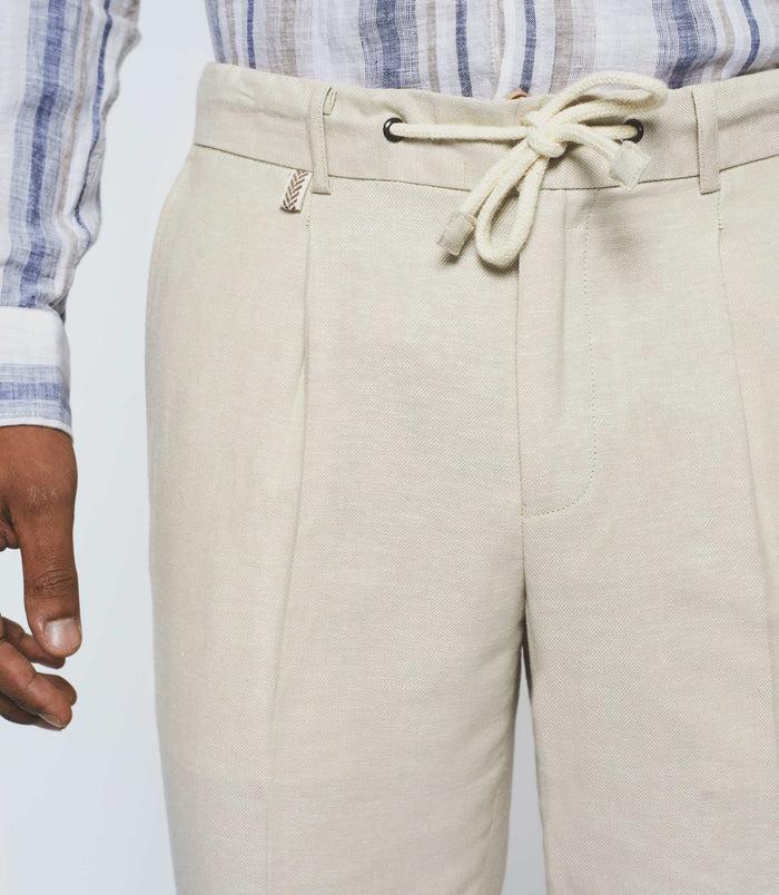 Izac Pantalon Ville En Lin Beige "Balicio"