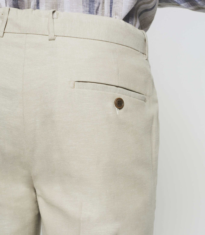 Izac Pantalon Ville En Lin Beige "Balicio"