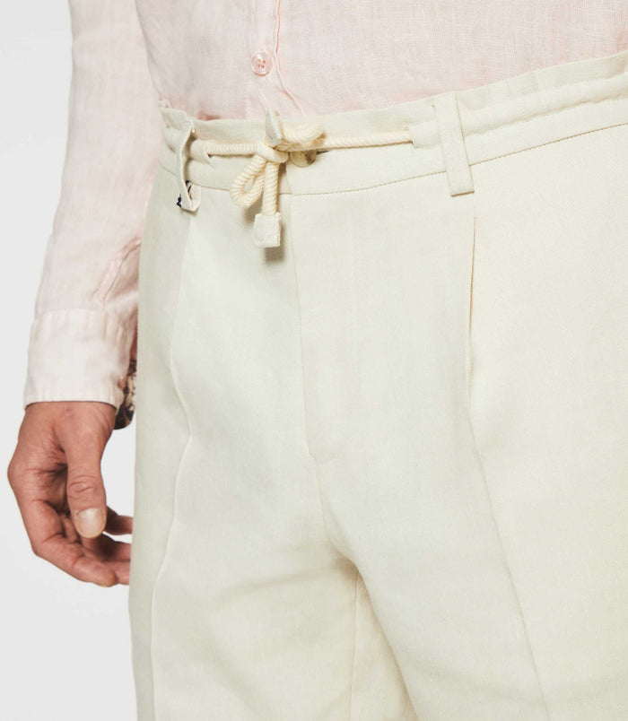 Izac Pantalon Ville En Lin Beige BALICIO