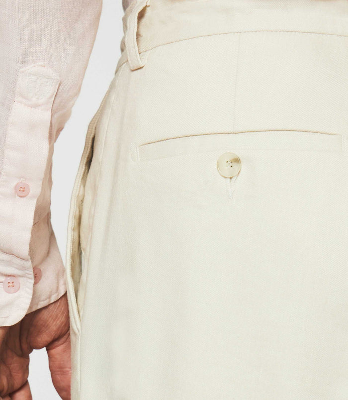 Izac Pantalon Ville En Lin Beige BALICIO