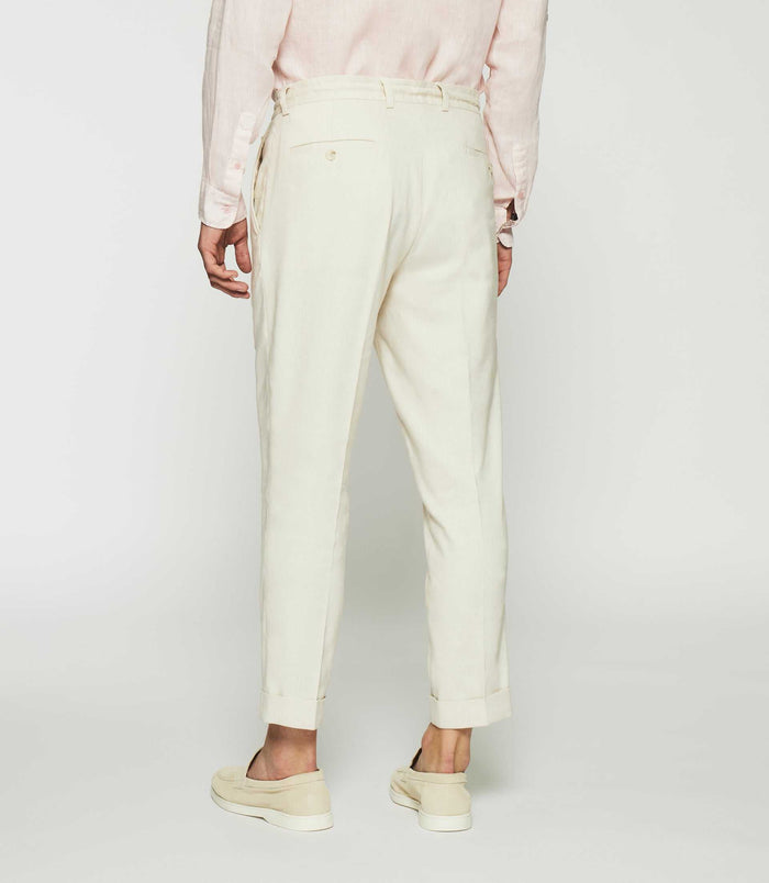 Izac Pantalon Ville En Lin Beige BALICIO