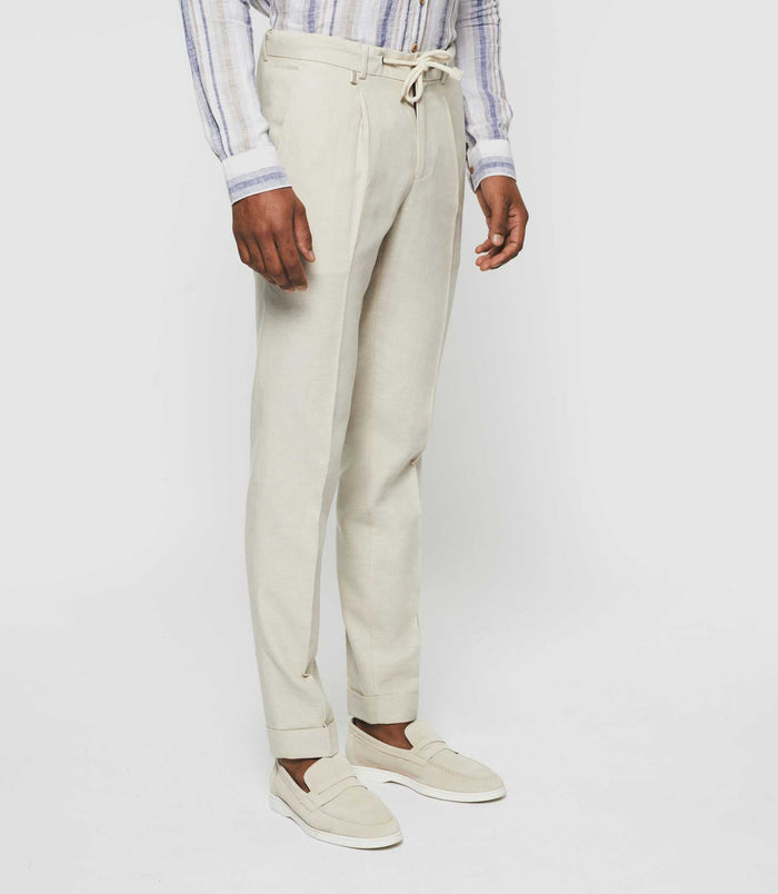 izac Pantalon ville en lin beige "Balicio"